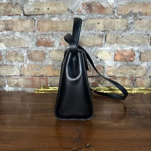 Vintage Givenchy Black Leather Top Handle 2 Way Bag - Picture 4 of 16